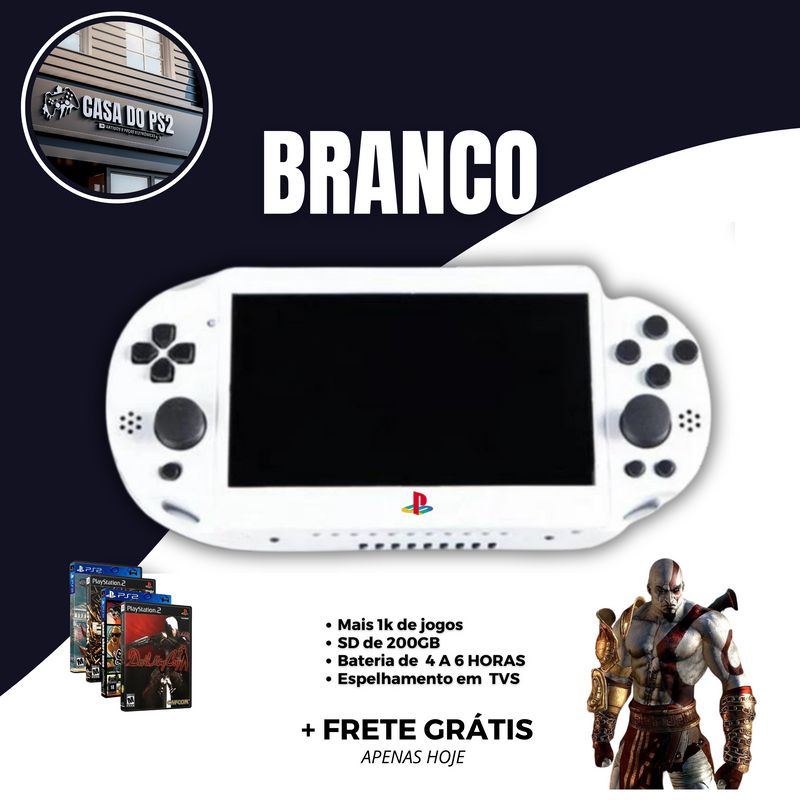 VIDEO GAME PS2 PORTÁTIL HD + COM FONE PSN + PENDRIVE COM 1000 JOGOS INCLUSO! ( ÚLTIMAS UNIDADE COM FRETE GRÁTIS )🔥