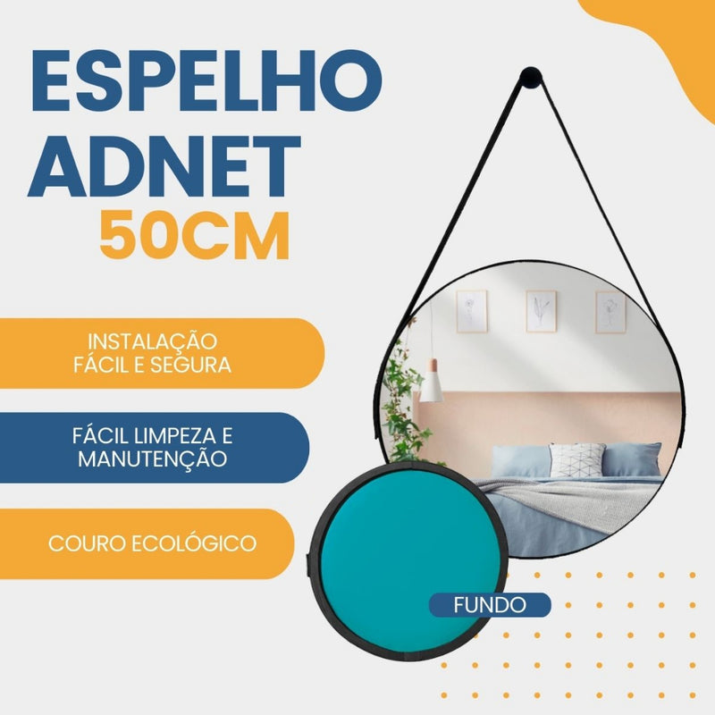 Espelho Redondo Adnet 50cm com Suporte e Alça – Exclusivo Setor Premium