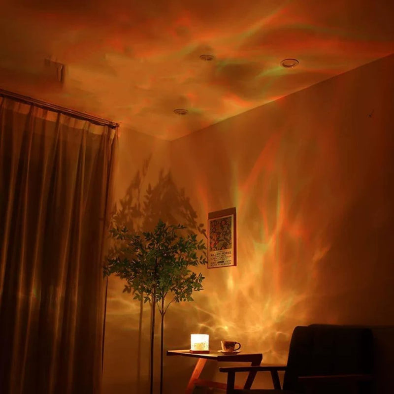 ✨Luz AuraWave🌊 - Projeção de padrão de água dinâmica de 16 cores - Luz atmosférica com controle remoto
