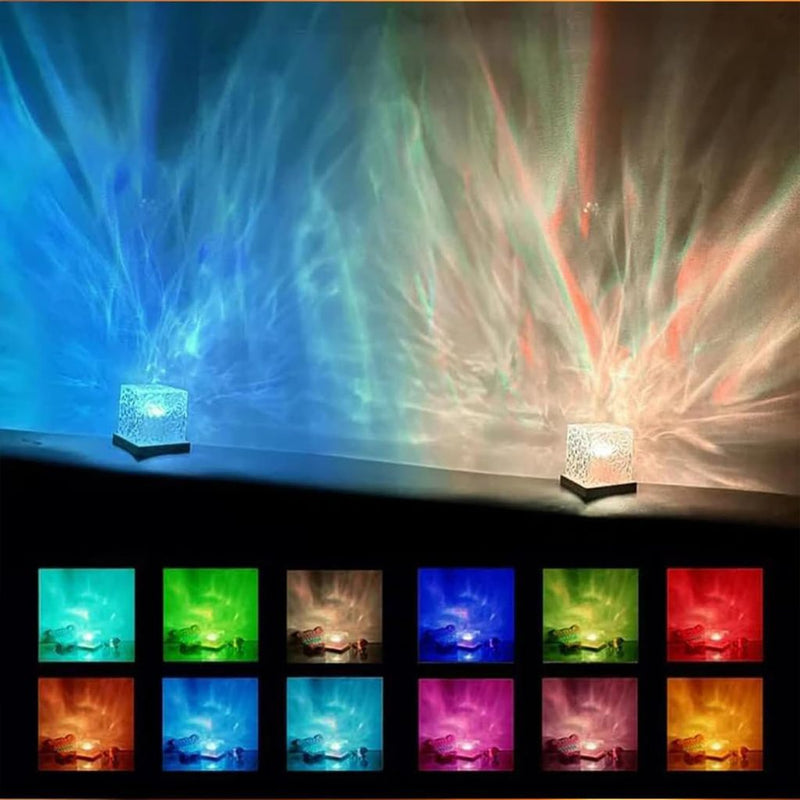 ✨Luz AuraWave🌊 - Projeção de padrão de água dinâmica de 16 cores - Luz atmosférica com controle remoto