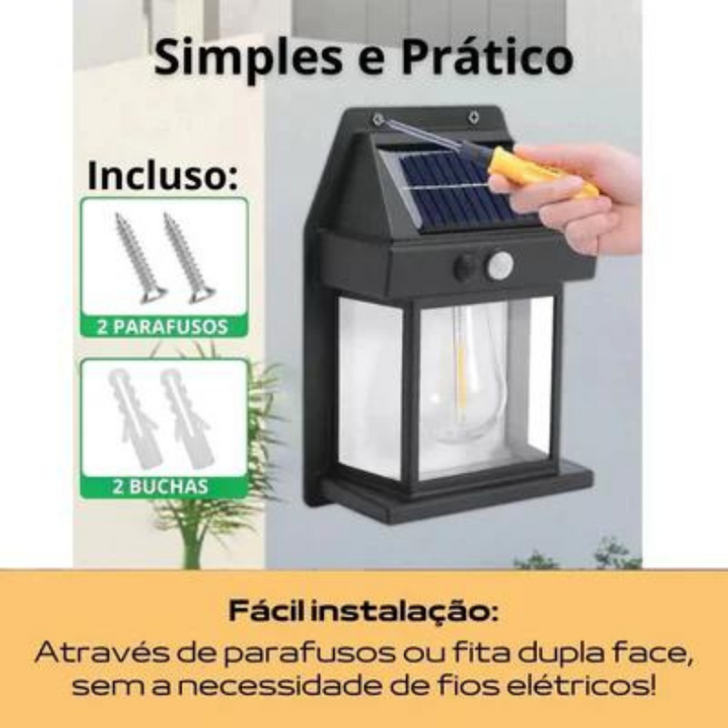 Luminária Solar com sensor de presença Ecoluz