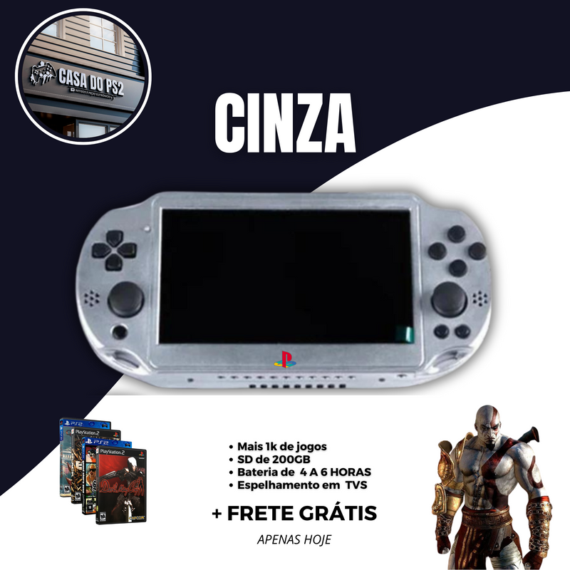 VIDEO GAME PS2 PORTÁTIL HD + COM FONE PSN + PENDRIVE COM 1000 JOGOS INCLUSO! ( ÚLTIMAS UNIDADE COM FRETE GRÁTIS )🔥