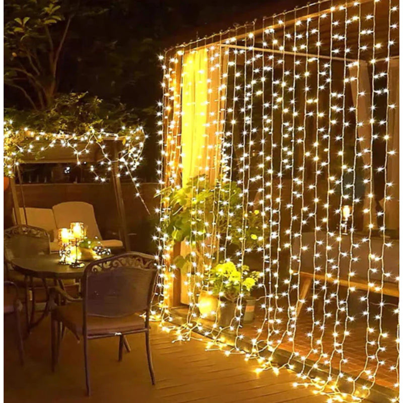 Cortina de Led com 300 Luzes e 8 Modos para Natal