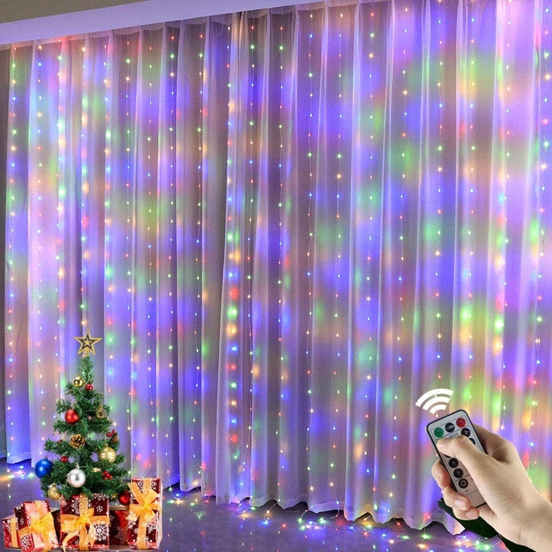 Cortina de Led com 300 Luzes e 8 Modos para Natal