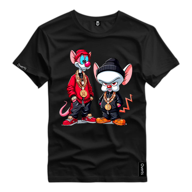 Camiseta Personalizada _  Pink e Cerebro _ Camisa Estampada 100% Algodao
