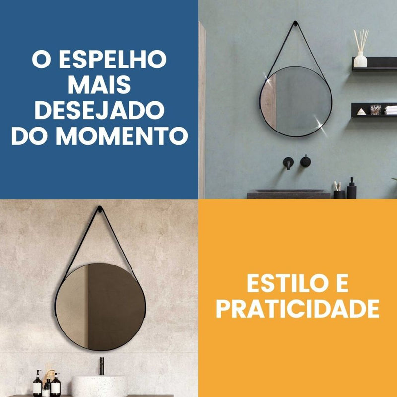 Espelho Redondo Adnet 50cm com Suporte e Alça – Exclusivo Setor Premium